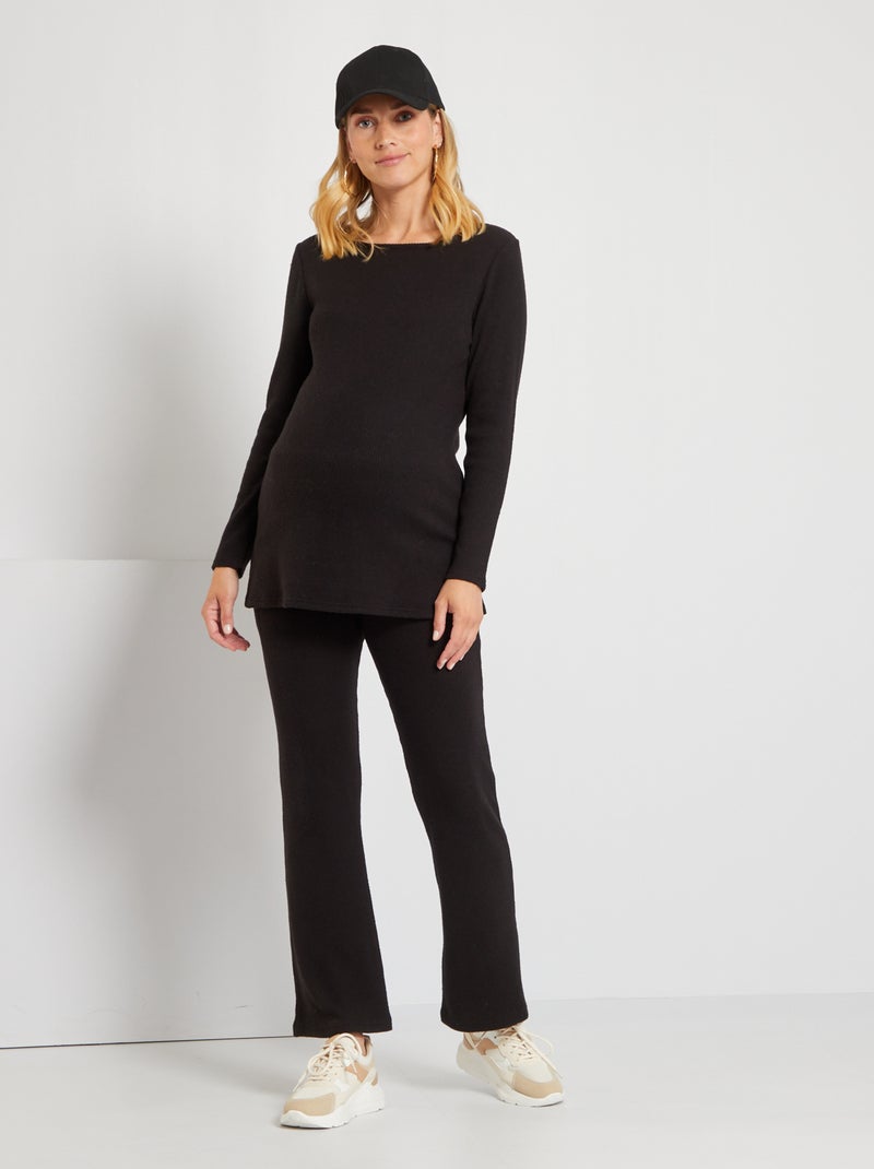 Camisola de grávida comprida de gola redonda Preto - Kiabi