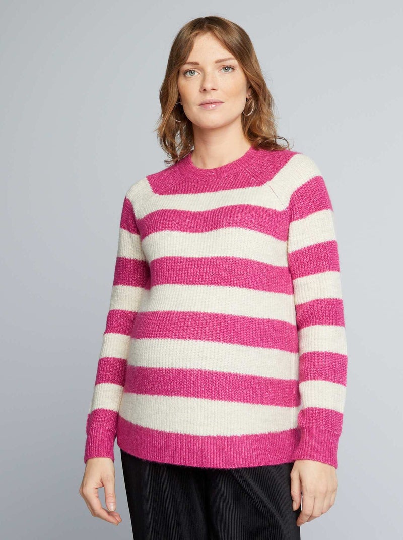 Camisola de grávida de malha às riscas ROSA - Kiabi