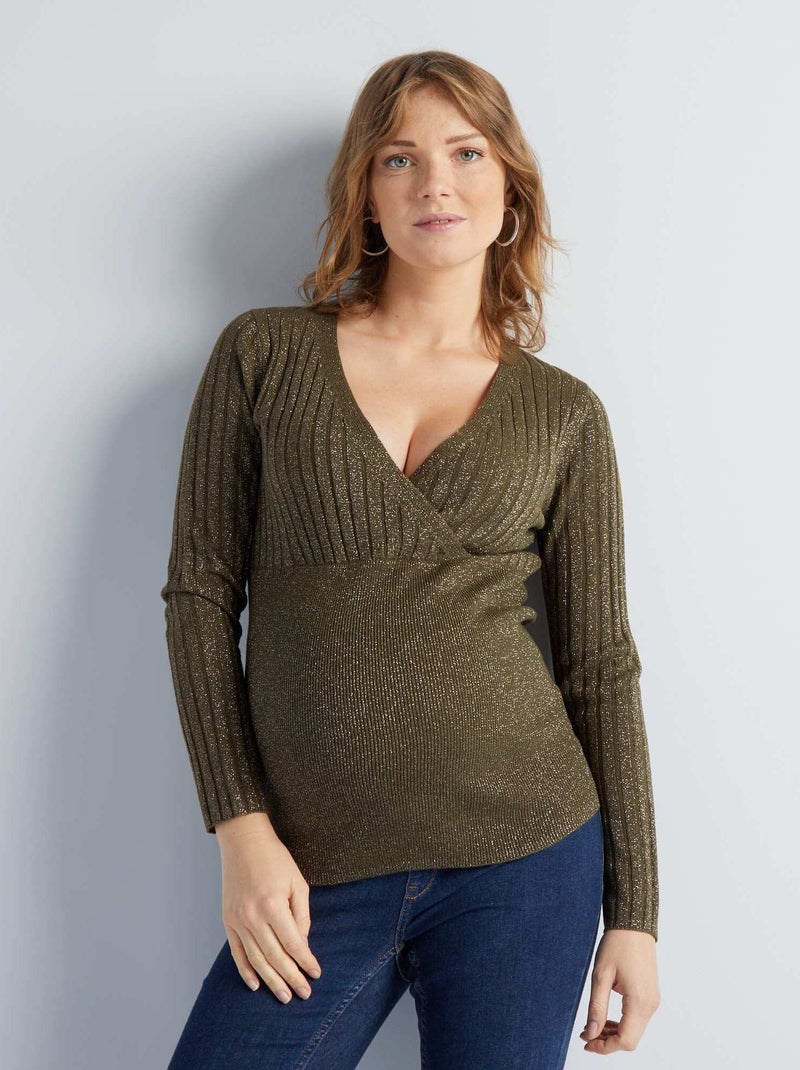Camisola de grávida em malha brilhante CAQUI - Kiabi