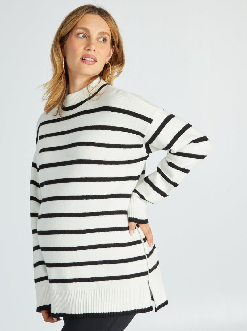 Camisola de grávida oversize estilo marinheiro PRETO - Kiabi