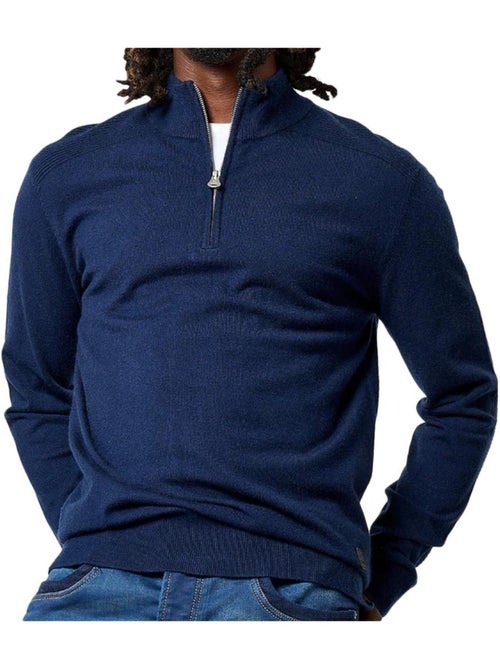 Camisola de homem kaporal vada com meio fecho de correr azul-marinho - Kiabi Camisola de homem kaporal vada com meio fecho de correr azul-marinho - Kiabi