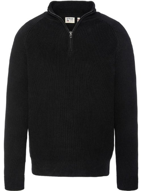 Camisola de homem schott plali com fecho 1/4 preto - Kiabi Camisola de homem schott plali com fecho 1/4 preto - Kiabi