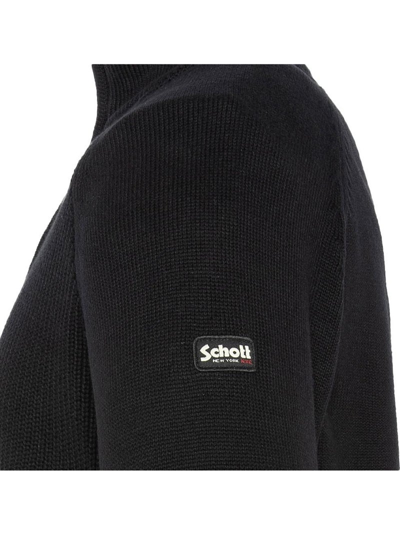 Camisola de Homem Schott Plali com Fecho 1/4 Preto Preto - Kiabi