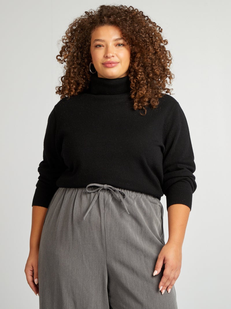 Camisola de lã com gola alta Preto - Kiabi