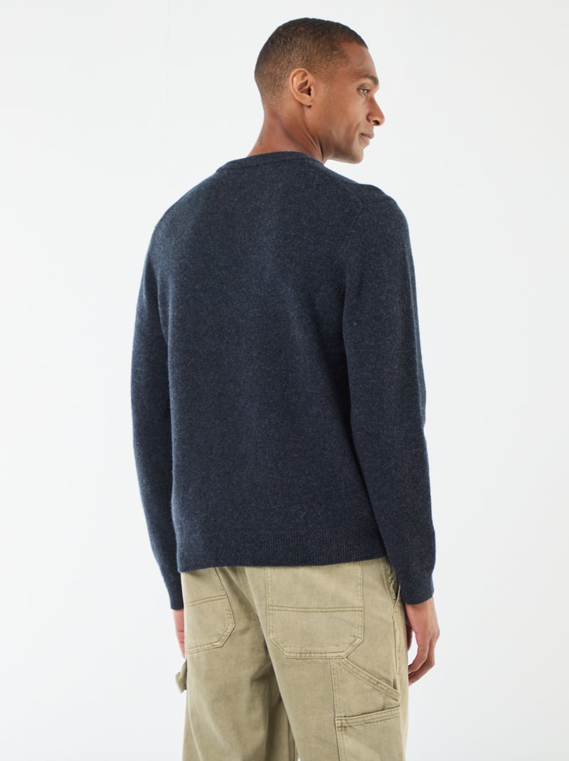 Camisola de lã com gola redonda Azul - Kiabi