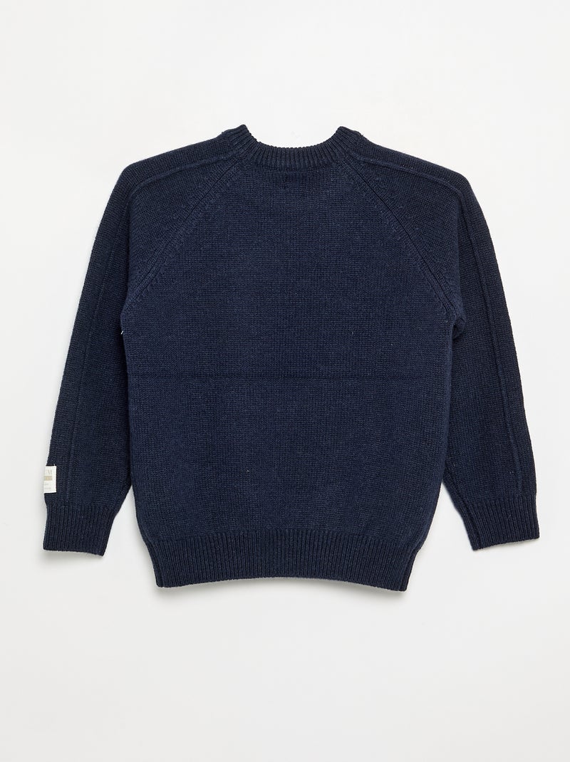 Camisola de lã com gola redonda Azul - Kiabi