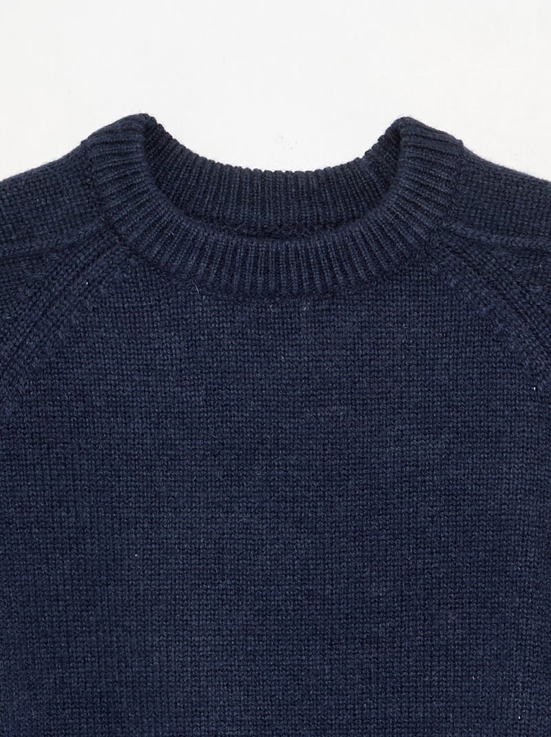 Camisola de lã com gola redonda Azul - Kiabi