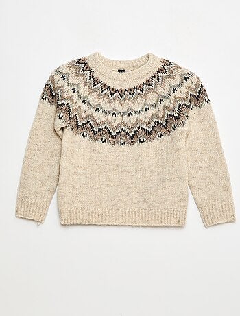 Camisola de lã com padrão jacquard