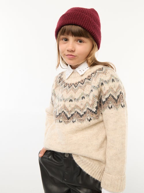 Camisola de lã com padrão jacquard - Kiabi