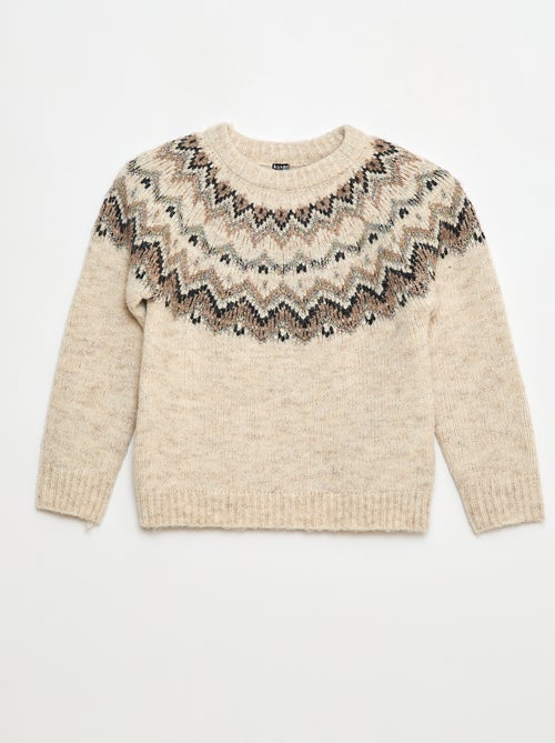 Camisola de lã com padrão jacquard - Kiabi