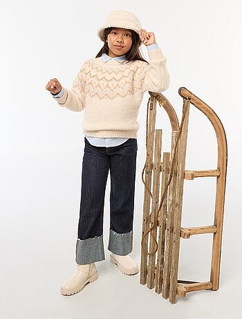 Camisola de lã com padrão jacquard