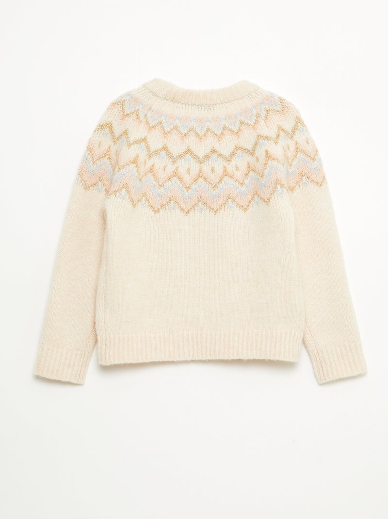 Camisola de lã com padrão jacquard Bege - Kiabi