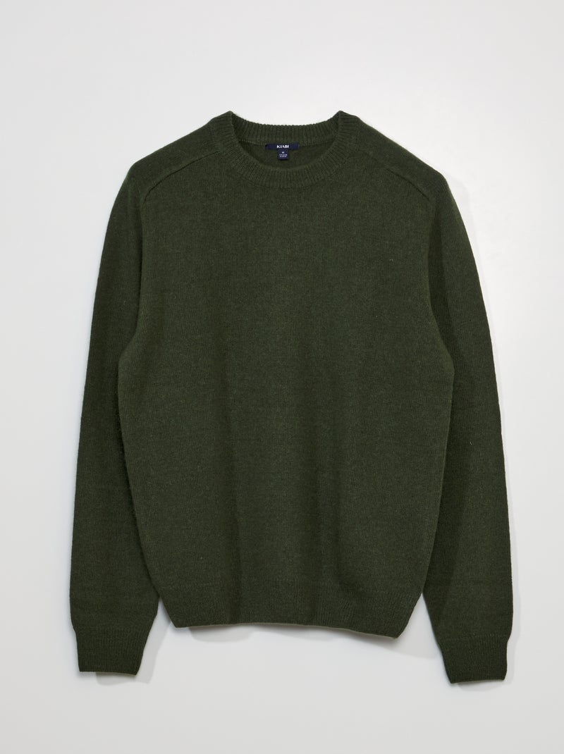 Camisola de lã de gola redonda VERDE - Kiabi