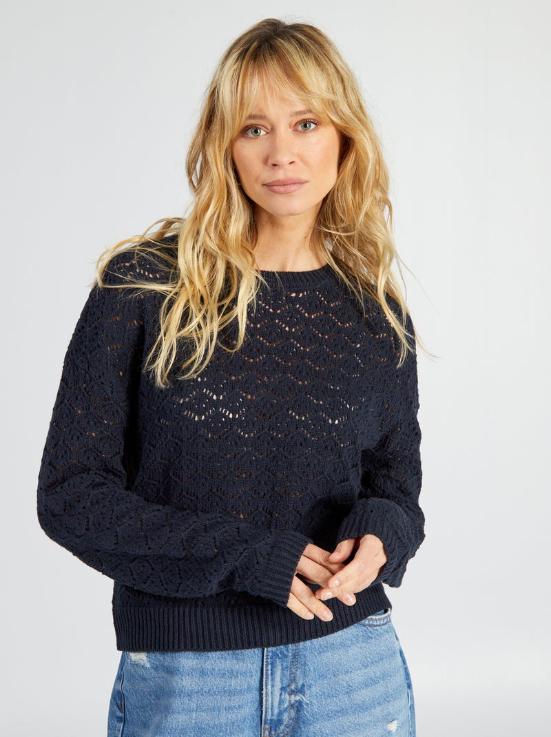 Camisola de malha ajurada AZUL - Kiabi
