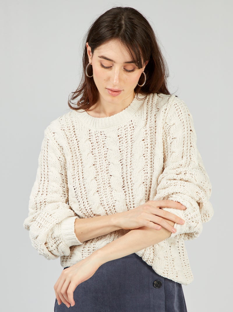 Camisola de malha ajurada BEGE - Kiabi