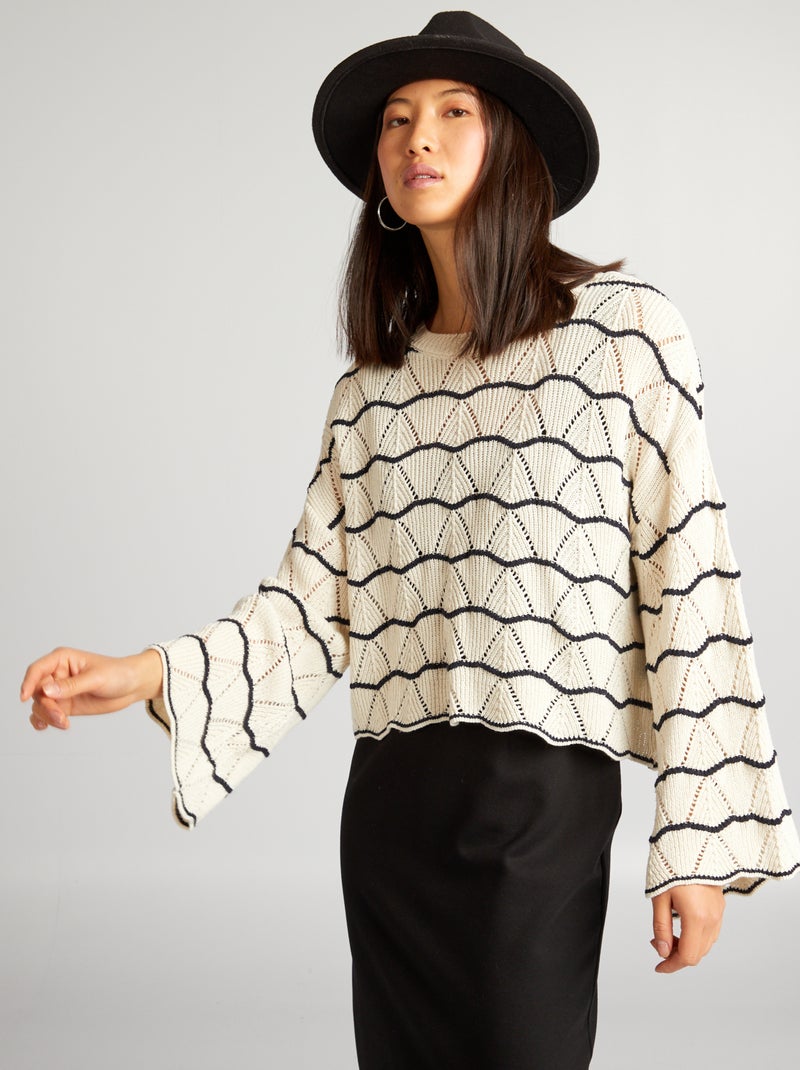 Camisola de malha ajurada BEGE - Kiabi