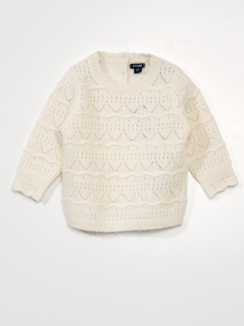 Camisola de malha ajurada BRANCO - Kiabi
