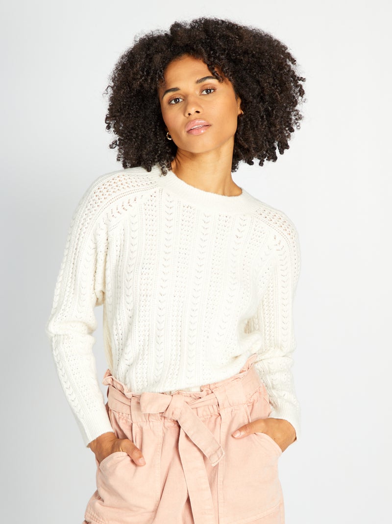 Camisola de malha ajurada BRANCO - Kiabi