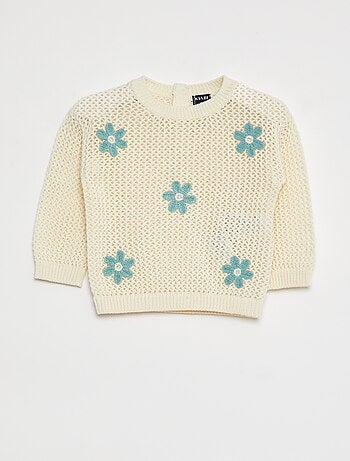 Camisola de malha ajurada com flores