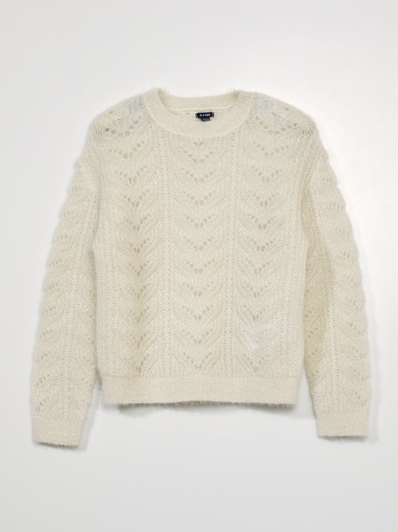 Camisola de malha ajurada e de fantasia BRANCO - Kiabi