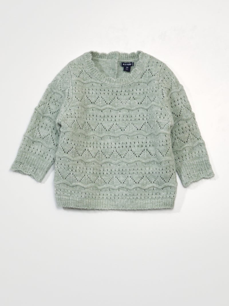 Camisola de malha ajurada VERDE - Kiabi