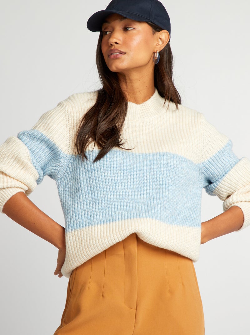 Camisola de malha às riscas AZUL - Kiabi
