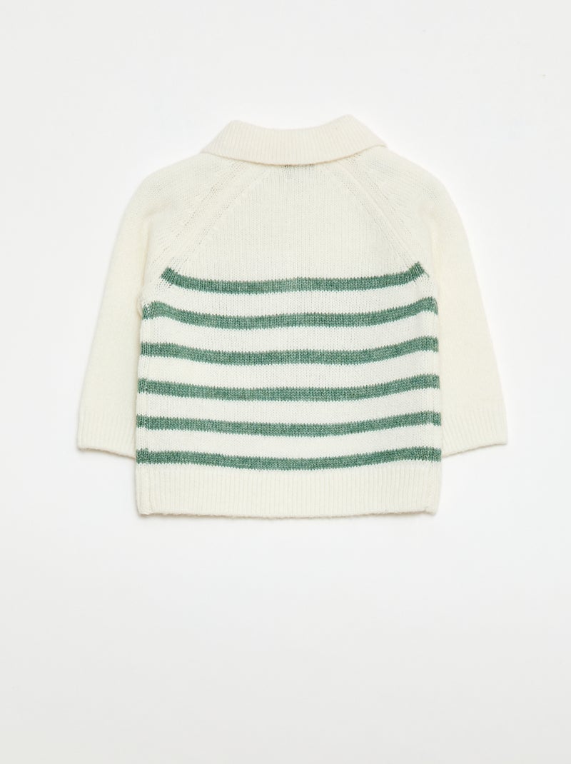 Camisola de malha às riscas Branco - Kiabi