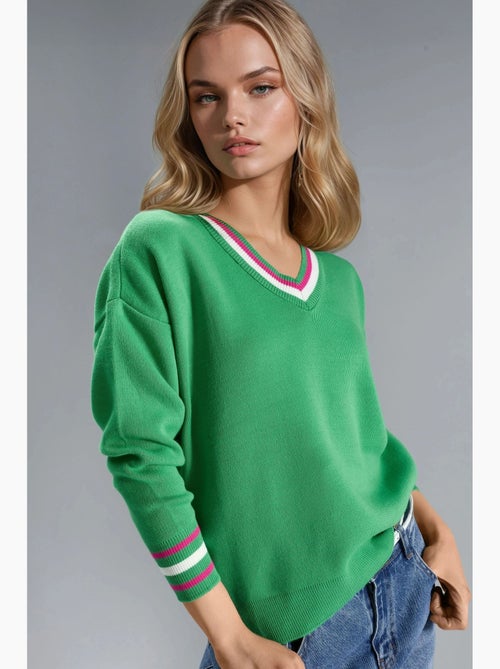 Camisola de malha às riscas com decote em v my fashion - Kiabi
