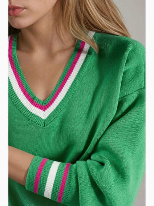 Camisola de malha às riscas com decote em v my fashion - Kiabi