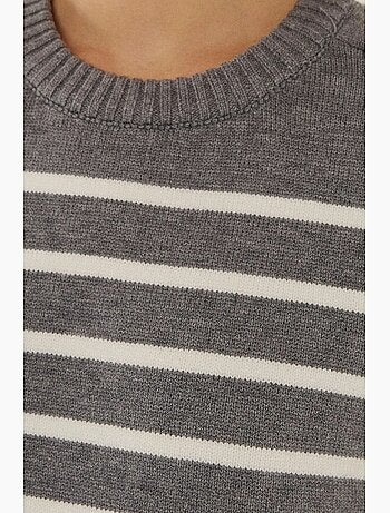 Camisola de malha às riscas com gola redonda hiccup