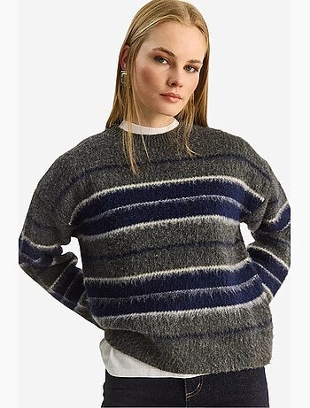 Camisola de malha às riscas com gola redonda lucci