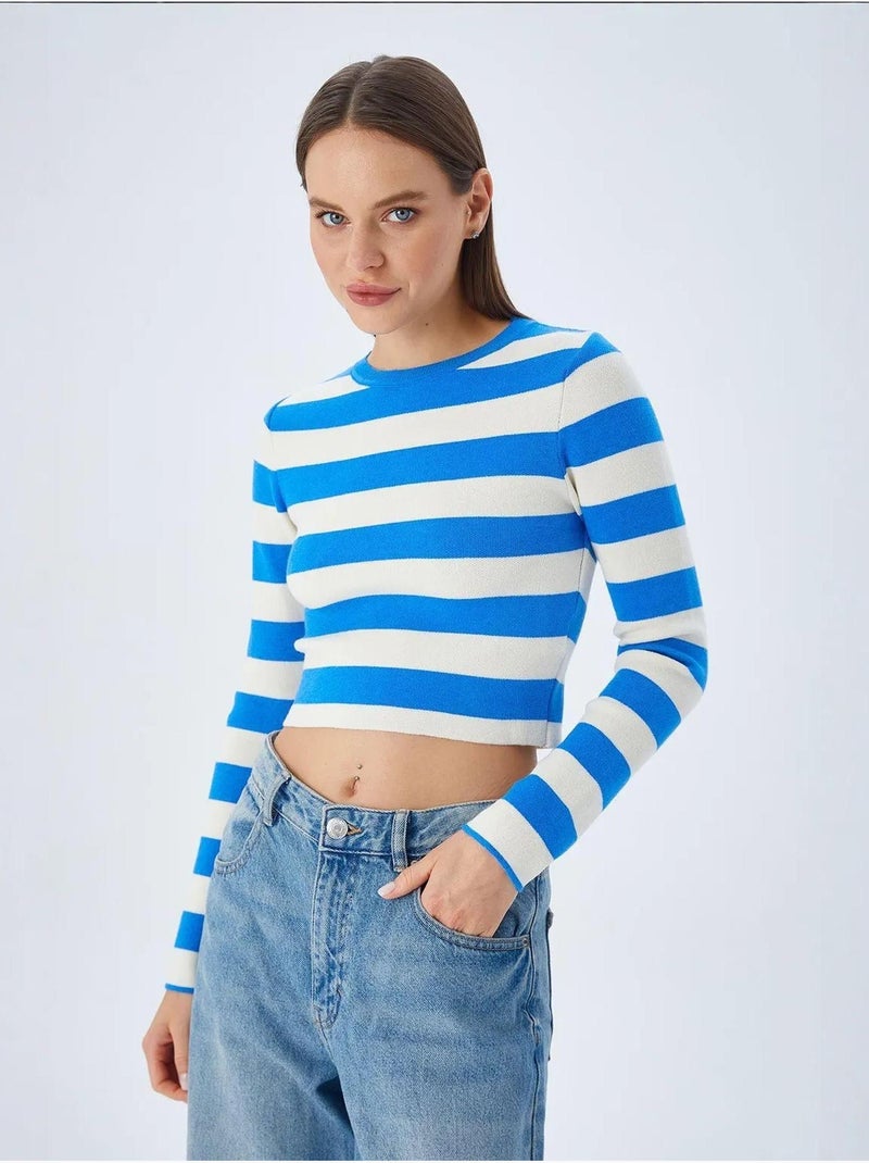 Camisola de malha às riscas mixray Azul-elétrico - Kiabi