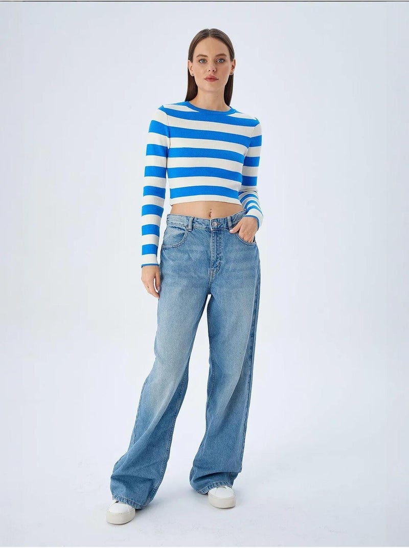 Camisola de malha às riscas mixray Azul-elétrico - Kiabi