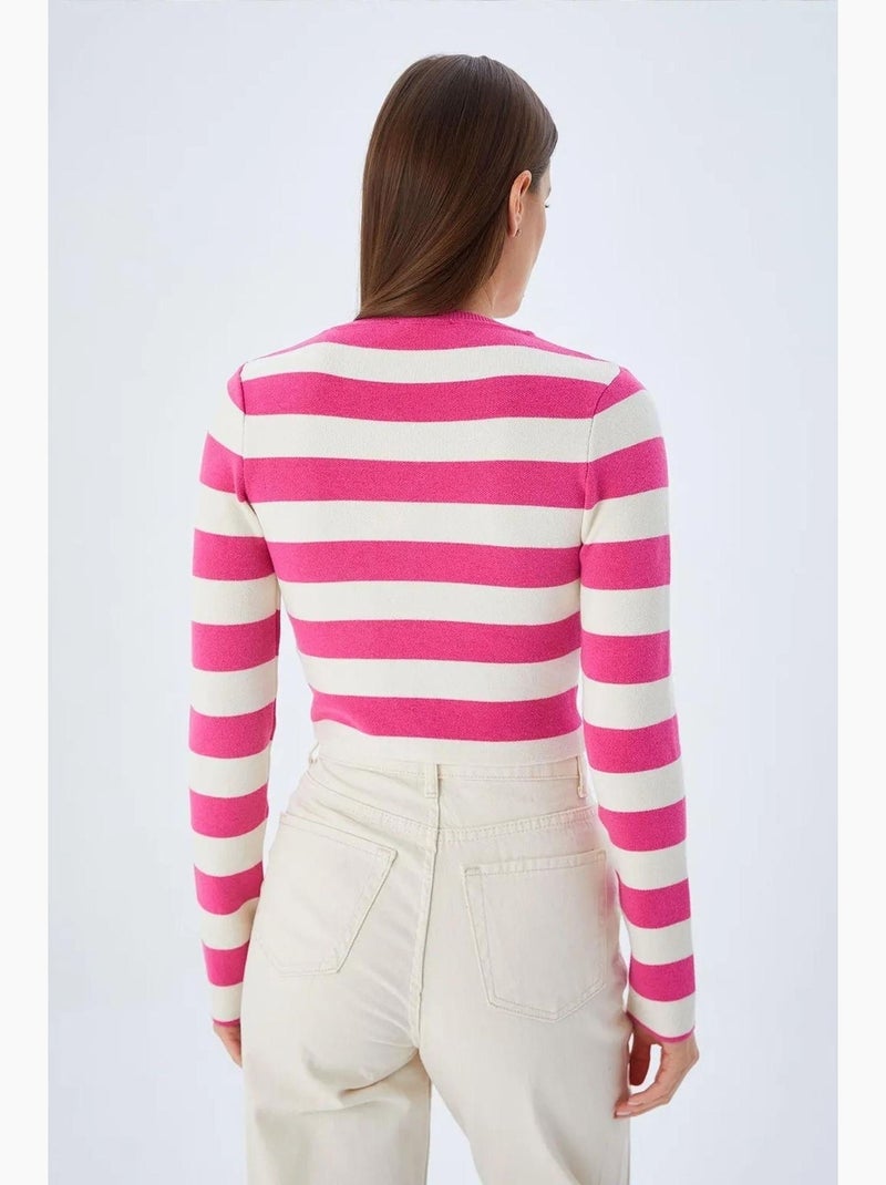 Camisola de malha às riscas mixray Cereja - Kiabi