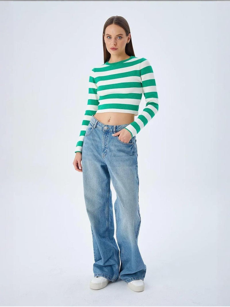 Camisola de malha às riscas mixray Verde - Kiabi