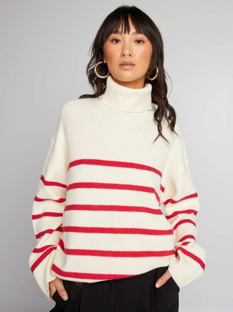 Camisola de malha às riscas ROSA - Kiabi