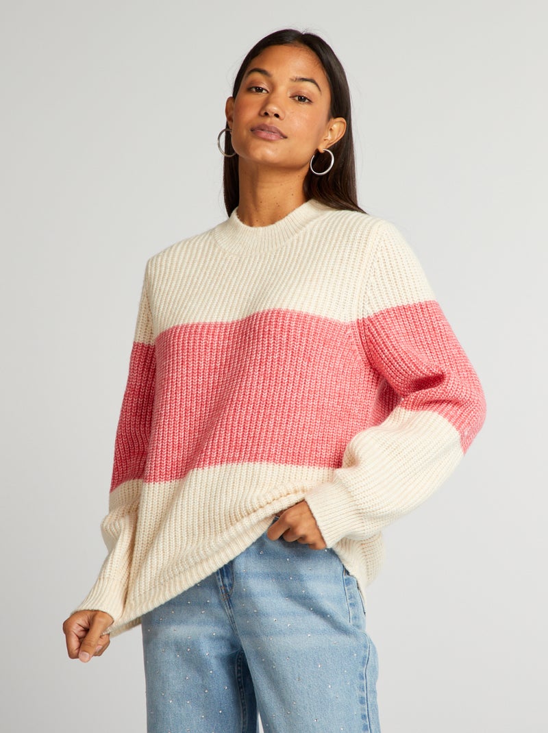 Camisola de malha às riscas ROSA - Kiabi