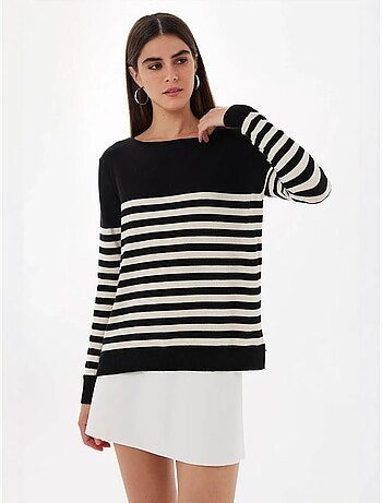Camisola de malha básica listrada