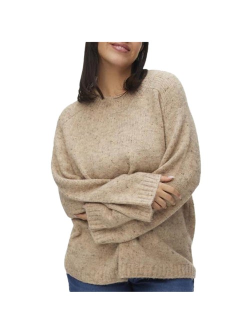 Camisola de Malha Bege para Mulher Vero Moda Curve Cingrid - Kiabi