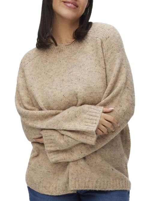 Camisola de Malha Bege para Mulher Vero Moda Curve Cingrid - Kiabi