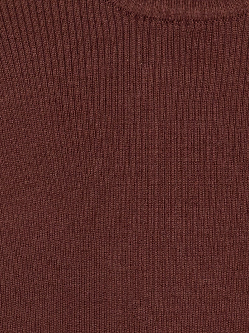 Camisola de malha canelada Castanho - Kiabi