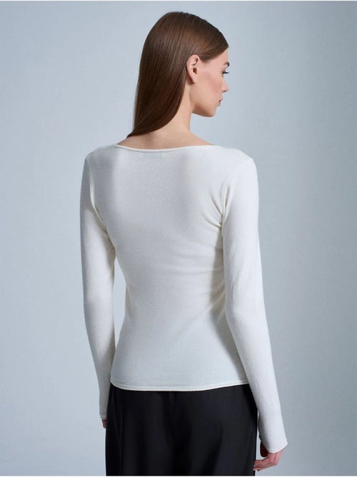 Camisola de malha canelada com decote em v slim fit dilvin - Kiabi Camisola de malha canelada com decote em v slim fit dilvin - Kiabi