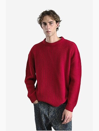 Camisola de malha canelada comfort fit com gola redonda giesto