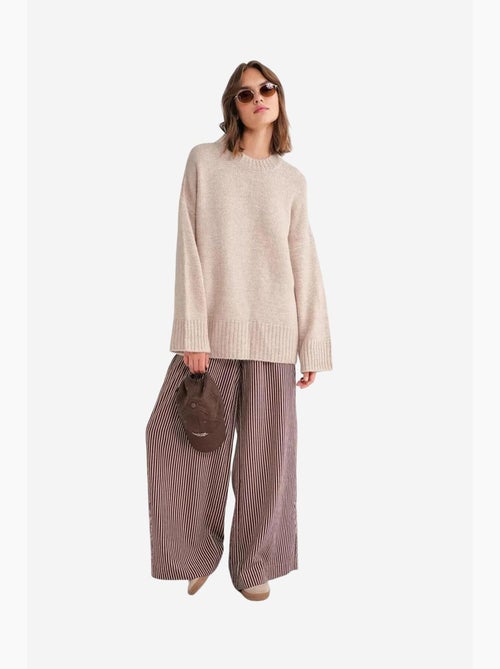 Camisola de malha canelada oversized com gola redonda mixray - Kiabi Camisola de malha canelada oversized com gola redonda mixray - Kiabi