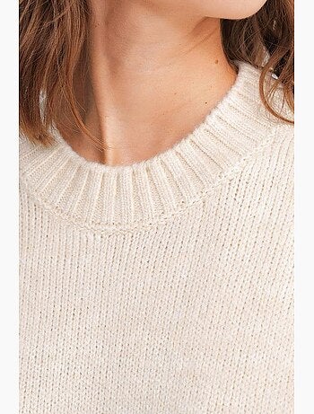 Camisola de malha canelada oversized com gola redonda mixray