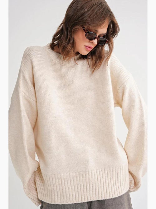 Camisola de malha canelada oversized com gola redonda mixray - Kiabi Camisola de malha canelada oversized com gola redonda mixray - Kiabi