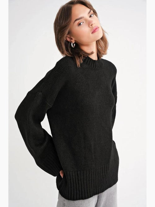 Camisola de malha canelada oversized com gola redonda mixray - Kiabi Camisola de malha canelada oversized com gola redonda mixray - Kiabi