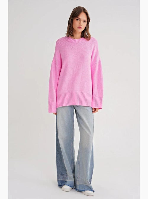 Camisola de malha canelada oversized com gola redonda mixray - Kiabi Camisola de malha canelada oversized com gola redonda mixray - Kiabi