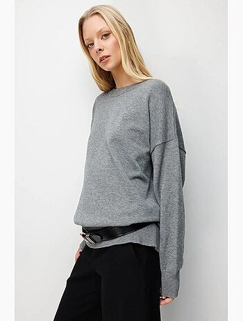 Camisola de malha canelada oversized mixray