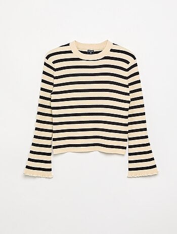 Camisola de malha canelada